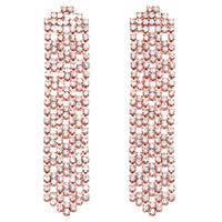 Dazzling Rose Gold Crystal Waterfall Hypoallergenic Post Earrings, 2.75"