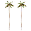 Colorful Crystal Palm Tree Hypoallergenic Dangle Earrings, 3.25"