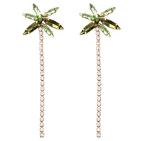 Colorful Crystal Palm Tree Hypoallergenic Dangle Earrings, 3.25"