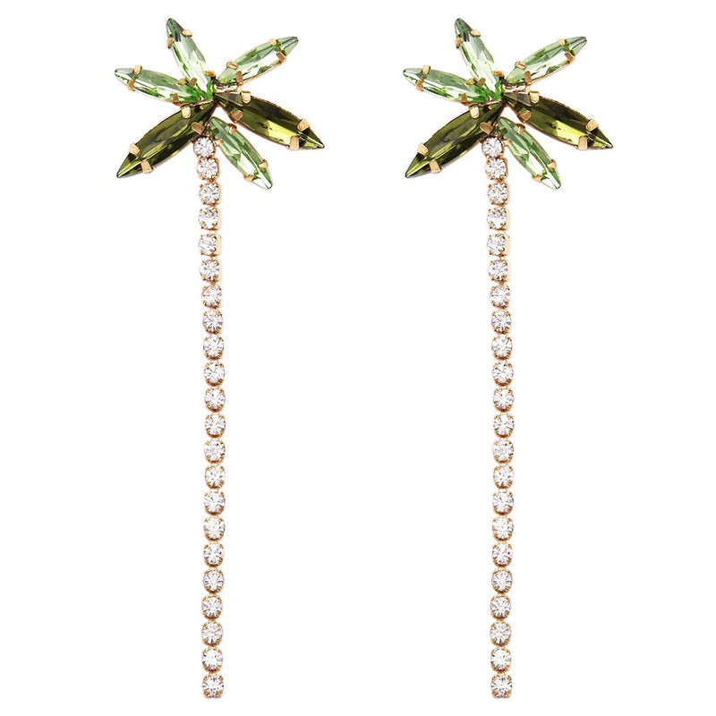 Colorful Crystal Palm Tree Hypoallergenic Dangle Earrings, 3.25"