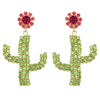 Fashion Statement Colorful Crystal Cactus Flower Hypoallergenic Dangle Earrings,1.75"