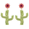 Fashion Statement Colorful Crystal Cactus Flower Hypoallergenic Dangle Earrings,1.75"