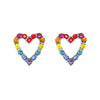 Kaleidoscope Rainbow Heart Crystal Rhinestone Hypoallergenic Post Earrings, 0.50"