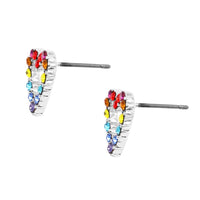 Kaleidoscope Rainbow Heart Crystal Rhinestone Hypoallergenic Post Earrings, 0.50"