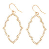 Stunning Pave Crystal Elongated Quatrefoil Dangle Earrings, 2" (Gold Tone/Clear)