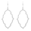 Stunning Pave Crystal Elongated Quatrefoil Dangle Earrings, 2" (Silver Tone/Clear)