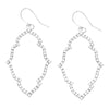 Stunning Pave Crystal Elongated Quatrefoil Dangle Earrings, 2" (Silver Tone/Clear)