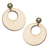 Women's Hypoallergenic Fashion Trending Wild Animal Print Wooden Statement Open Circle Hoop Earrings, 2.5"