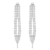 Dazzling Shoulder Duster Crystal Waterfall with Fringe Tassel Hypoallergenic Post Earrings, 4" (Silver Tone)