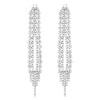 Dazzling Shoulder Duster Crystal Waterfall with Fringe Tassel Hypoallergenic Post Earrings, 4" (Silver Tone)