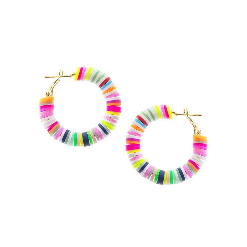 Whimsical Rainbow Ring Hoop Hypoallergenic Earrings, 35mm-55mm (35mm, Light Rainbow)