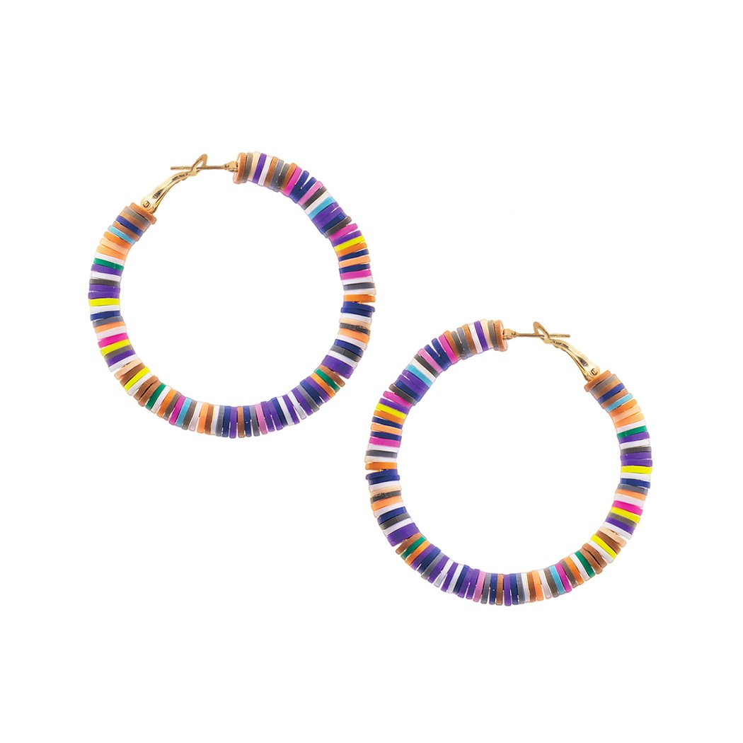 Whimsical Rainbow Ring Hoop Hypoallergenic Earrings, 35mm-55mm (55mm, Dark Multicolored)