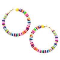 Whimsical Rainbow Ring Hoop Hypoallergenic Earrings, 35mm-55mm (55mm, Light Rainbow)