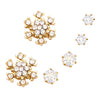 Set of 3 Pairs Hypoallergenic Cubic Zirconia Stud Earrings (Snowflake/Gold Tone)