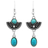 South Western Style Turquoise Howlite Fan Dangle Earrings, 2"