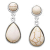 Western Style Semi Precious Howlite Stone Dangle Teardrop Hypoallergenic Statement Earrings, 1.25' (Natural White)