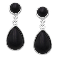 Western Style Dyed Howlite Dangle Teardrop Hypoallergenic Statement Earrings, 1.25' (Black)