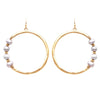 Freshwater Pearl Burnished Gold Tone Open Hoop Earrings, 2.5"