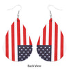 Women's Vegan Leather Teardrop Red White And Blue USA Flag Patriotic July 4th Dangle Earrings, 2.75"