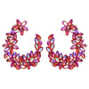 Women's Hypoallergenic Rose Pink Crystal Flower Embellished Rhinestone Earrings