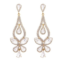 Women's Hypoallergenic Dramatic Crystal Teardrop Long Shoulder Duster Earrings, 3.62"