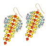 Colorful Rainbow Fringe Crystal Waterfall and Gold Circle Hoop Dangle Earrings, 2.75"