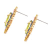 Colorful Crystal Teardrop Hypoallergenic Post Earrings, 1" (Light Green Center/Gold Tone)
