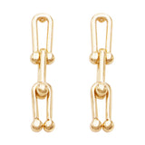 Sleek Gold Tone U Link With Ball Chain Hypoallergenic Post Earrings, 1.5
