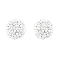 Timeless Classic Simulated Pave Pearl Cluster Hypoallergenic Stud Earrings, 0.35" (White Silver Tone Round)