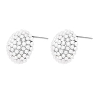 Timeless Classic Simulated Pave Pearl Cluster Hypoallergenic Stud Earrings, 0.35" (White Silver Tone Round)