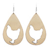 Farm Time Whimsical Vegan Leather Chicken Cutout Dangle Earrings, 3.50"