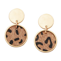 Get Wild Genuine Leather Cow Hide With Hair Animal Safari Leopard Spot Hypoallergenic Post Earrings, 1.25"