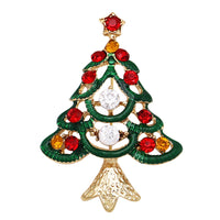 Traditional Sparkling Rhinestone Christmas Tree Holiday Rhinestone Brooch Pin