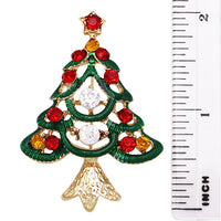 Traditional Sparkling Rhinestone Christmas Tree Holiday Rhinestone Brooch Pin