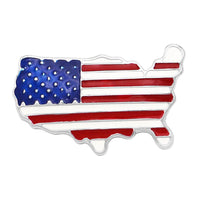 Women's Patriotic American Flag USA Map Statement Enamel Brooch, 1.25"