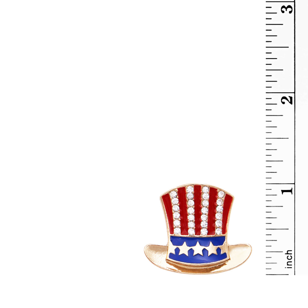 Uncle Sam's USA Patriotic Top Hat Brooch Lapel Pin, 1"