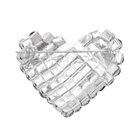 Women's USA Patriotic American Flag Crystal Heart Brooch Lapel Pin, 1.5"