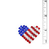 Women's USA Patriotic American Flag Crystal Heart Brooch Lapel Pin, 1.5"