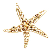 Stunning Glass Crystal Starfish Brooch Lapel Pin, 2"