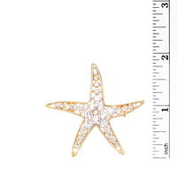 Stunning Glass Crystal Starfish Brooch Lapel Pin, 2"