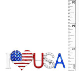 I Love USA Patriotic American Flag Heart Enamel and Crystal Brooch Pin, 2.5