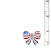 July 4th Patriotic Holiday Red White And Blue Enamel With Crystal Accents USA Flag Themed Liberty Bow Lapel Pin Brooch, 1"