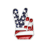 Patriotic USA Flag Peace Hand Sign Enamel Brooch Pin, 1.25