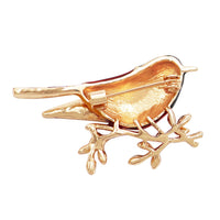 Bright Enamel and Rhinestone Sparrow Bird Statement Brooch Lapel Pin, 2"