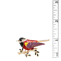 Bright Enamel and Rhinestone Sparrow Bird Statement Brooch Lapel Pin, 2"