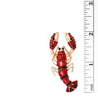 Whimsical Sea Creature Crystal Enamel Lobster Statement Brooch Lapel Pin, 2"