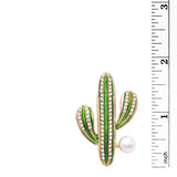 Women's Large Faux Pearl Christmas Cactus Statement Brooch Lapel Pin, 1.75