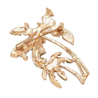 Women's Fun Pave Crystal Double Palm Tree Statement Brooch Lapel Pin, 2.25"