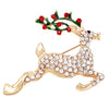 Sparkling Pave Crystal Rhinestone Reindeer Christmas Holiday Brooch Pin