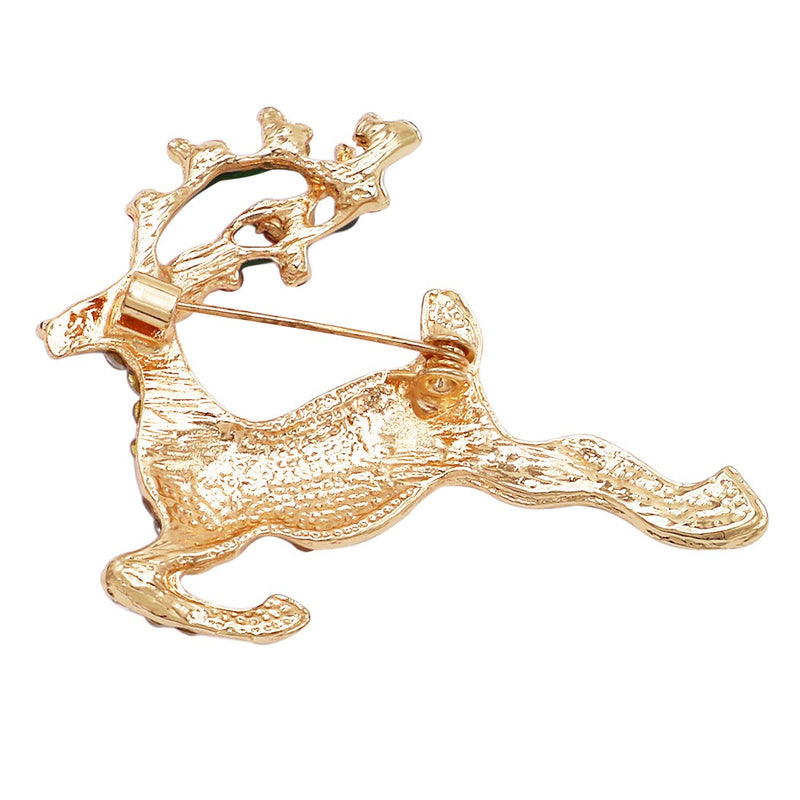 Sparkling Pave Crystal Rhinestone Reindeer Christmas Holiday Brooch Pin